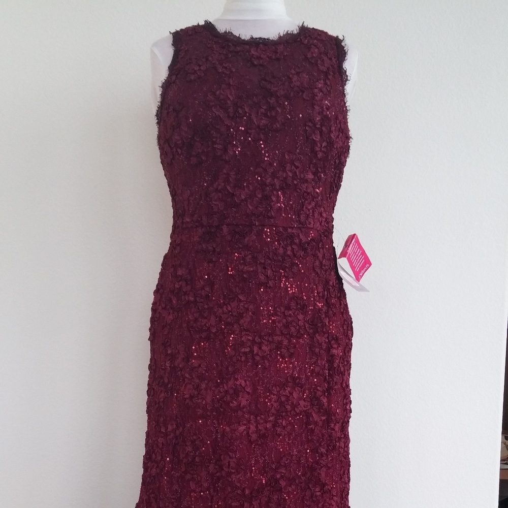 Claret lace / sequined gown